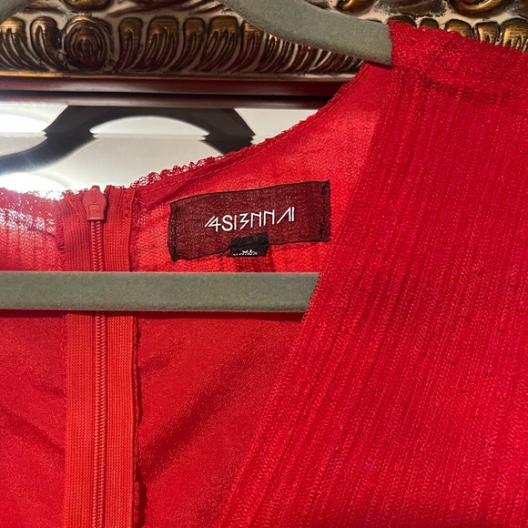 4SI3NNA Shirred Tulle Mini Dress in Red - Picture 6 of 6